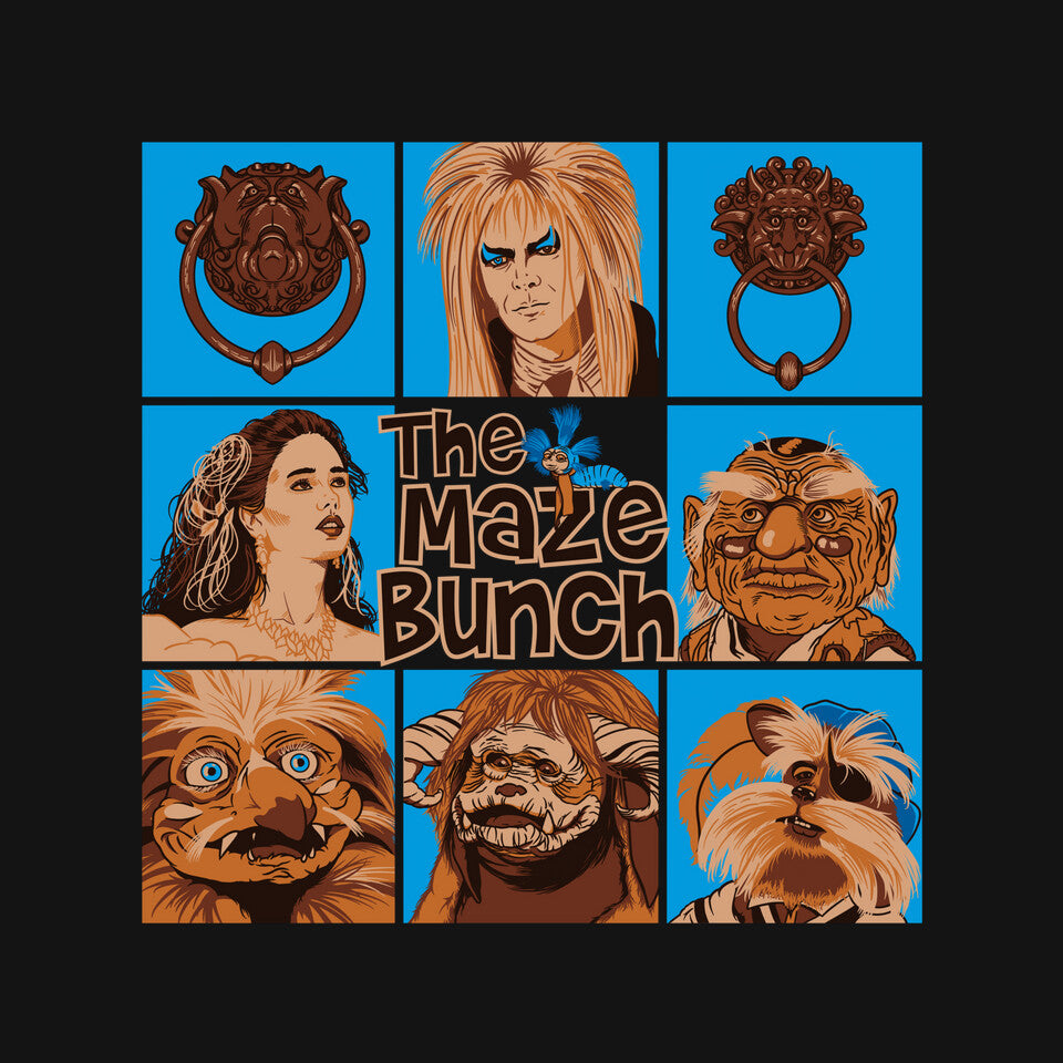 The Maze Bunch – Fantasy Graphic T-Shirt design artwork for black graphic T-shirt