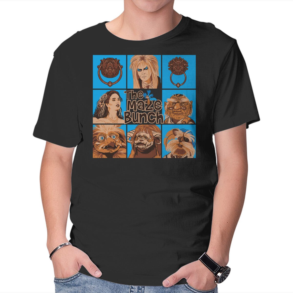 The Maze Bunch – Fantasy Graphic T-Shirt in black, product display