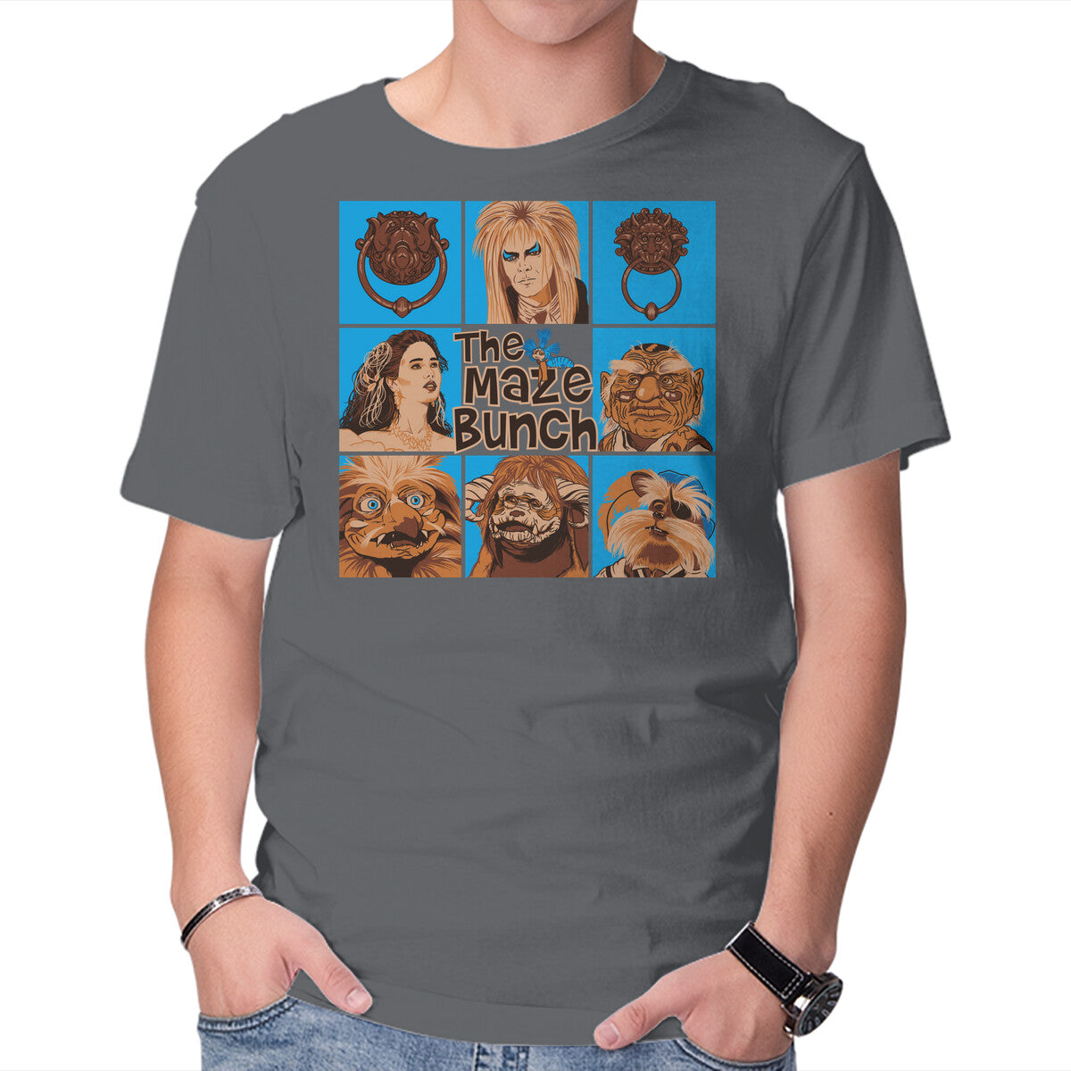 The Maze Bunch – Fantasy Graphic T-Shirt in charcoal, product display
