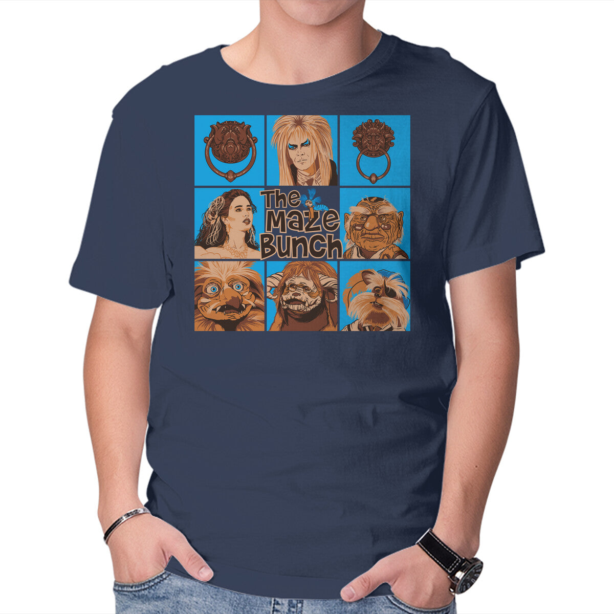 The Maze Bunch – Fantasy Graphic T-Shirt in navy, product display