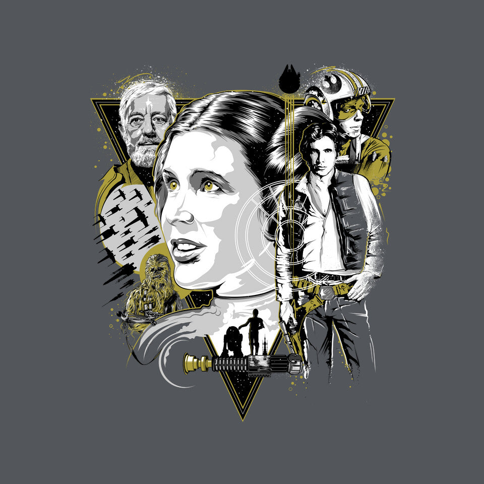Classic Trilogy – Sci-Fi Graphic T-Shirt design artwork for charcoal graphic T-shirt