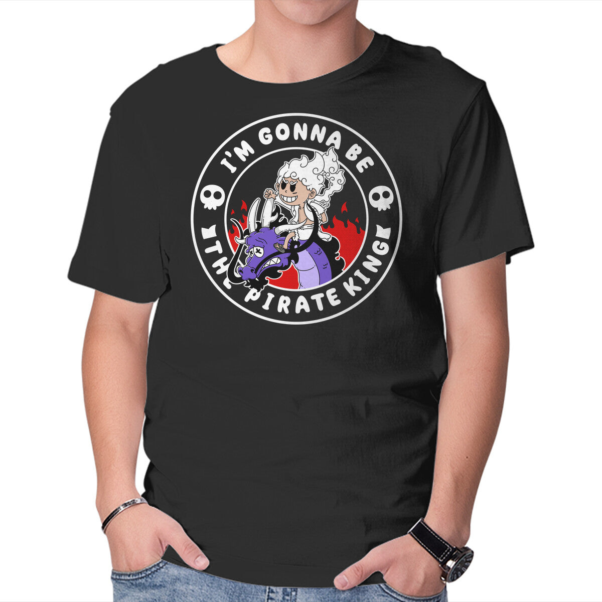 I Am Gonna Be The Pirate King – Anime Graphic T-Shirt in black, product display