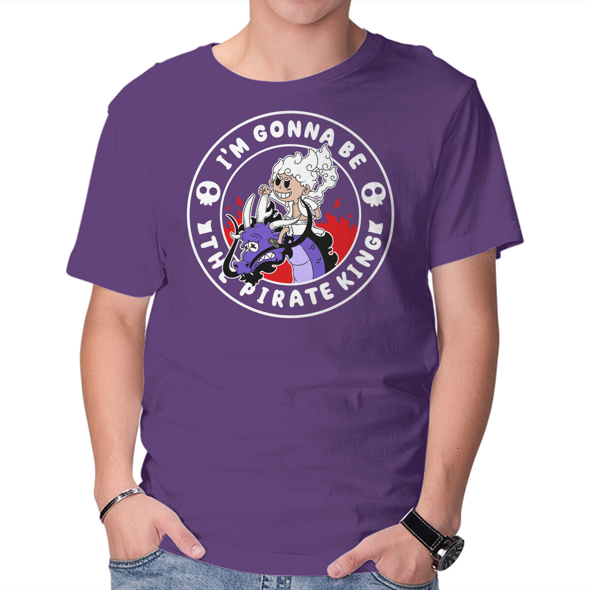 I Am Gonna Be The Pirate King – Anime Graphic T-Shirt in purple, product display