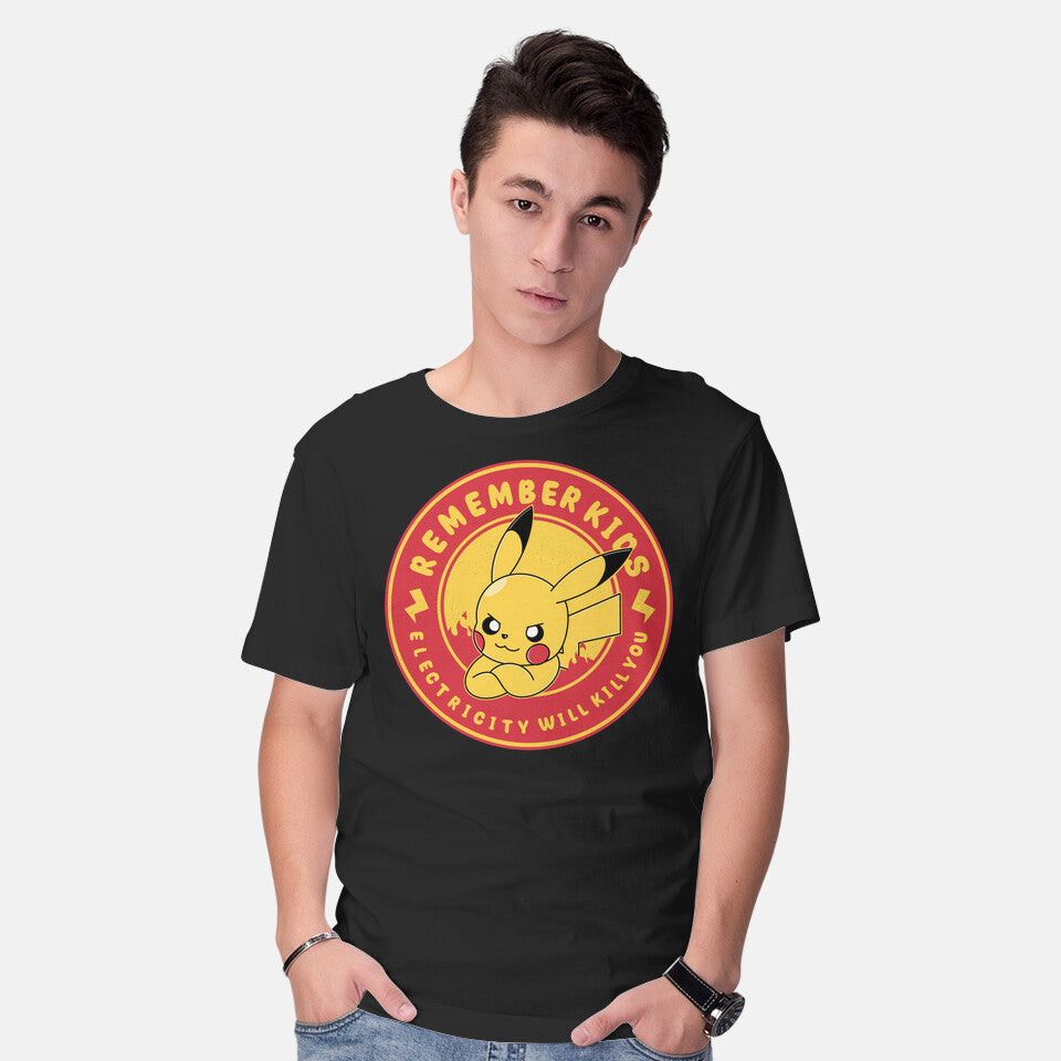 Model wearing black Remember Kids – Anime Graphic T-Shirt
