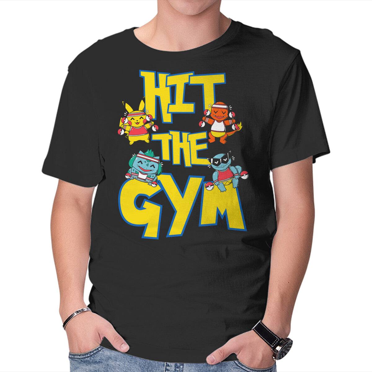 Hit The Gym – Anime Graphic T-Shirt in black, product display
