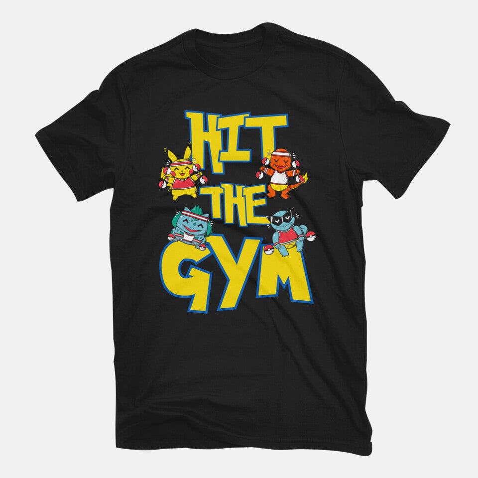 Hit The Gym – Anime Graphic T-Shirt in black, flat-lay product view