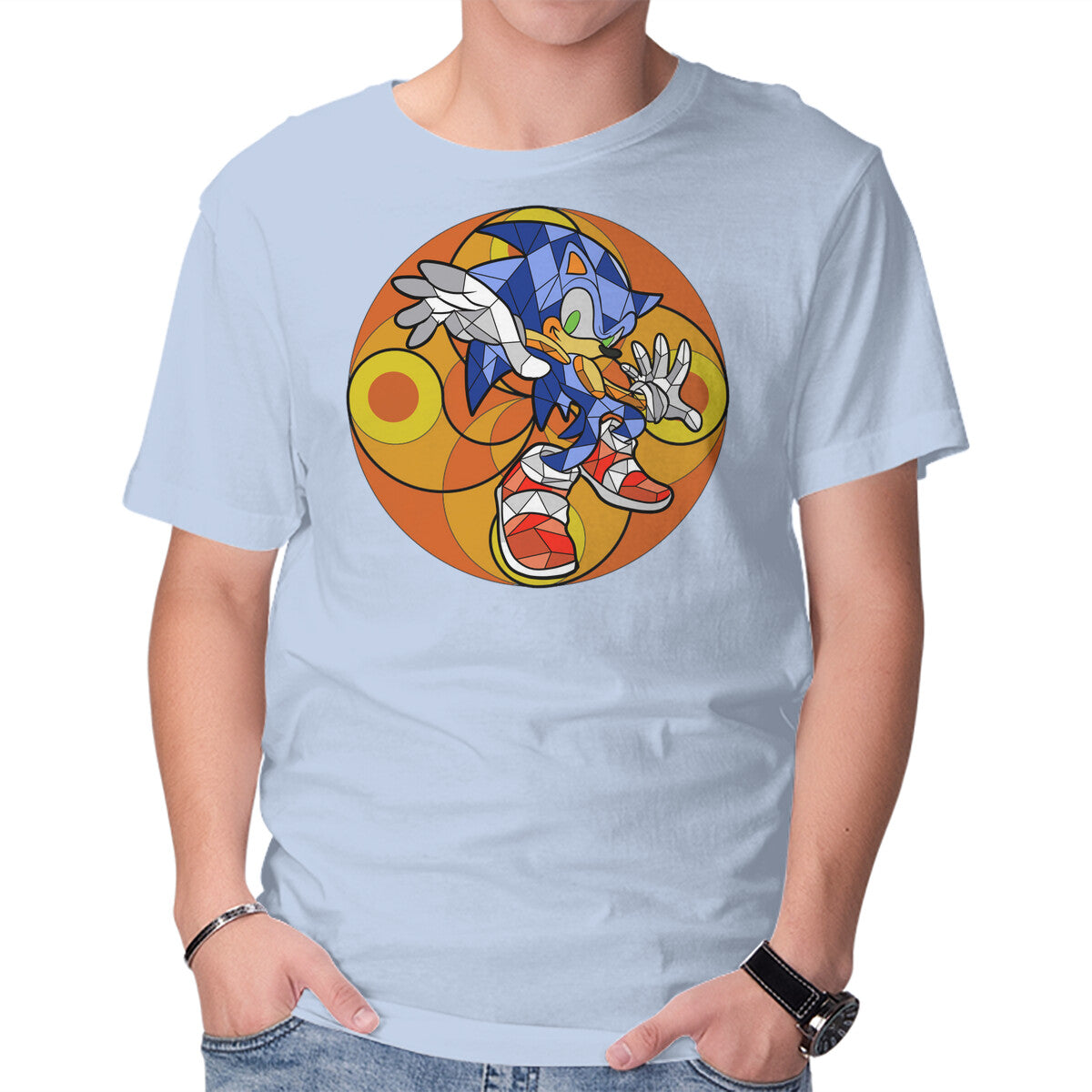 Geometric Runner – Gaming Graphic T-Shirt in blue, product display