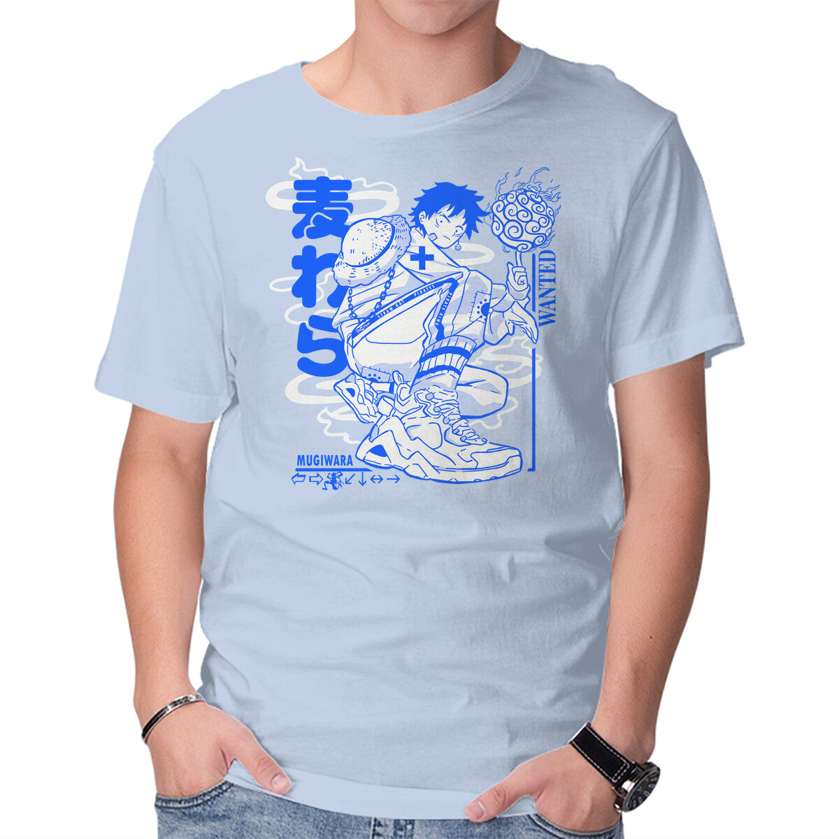Pirate Punk – Anime Graphic T-Shirt in blue, product display