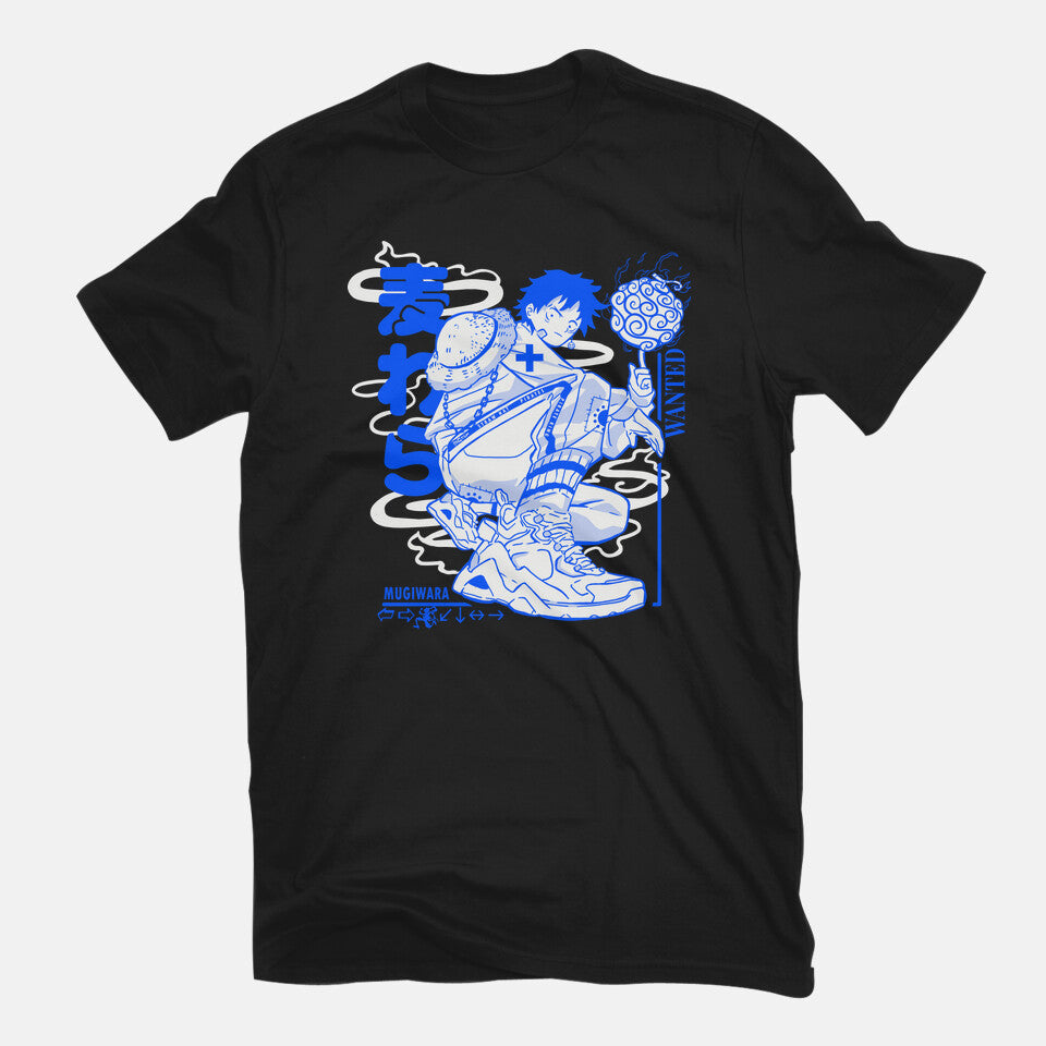 Pirate Punk – Anime Graphic T-Shirt in black, flat-lay product view
