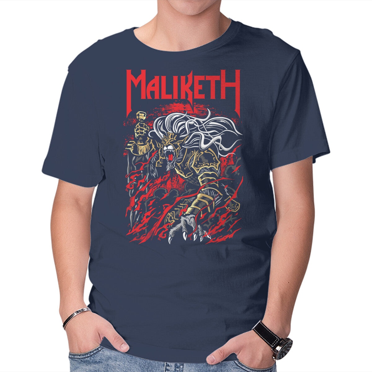 Black Blade – Gaming Graphic T-Shirt in navy, product display