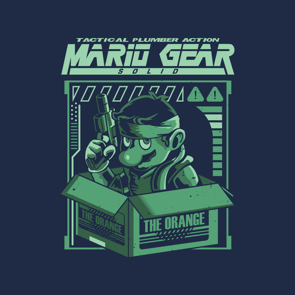 Solid Mario – Gaming Graphic T-Shirt design artwork for navy graphic T-shirt