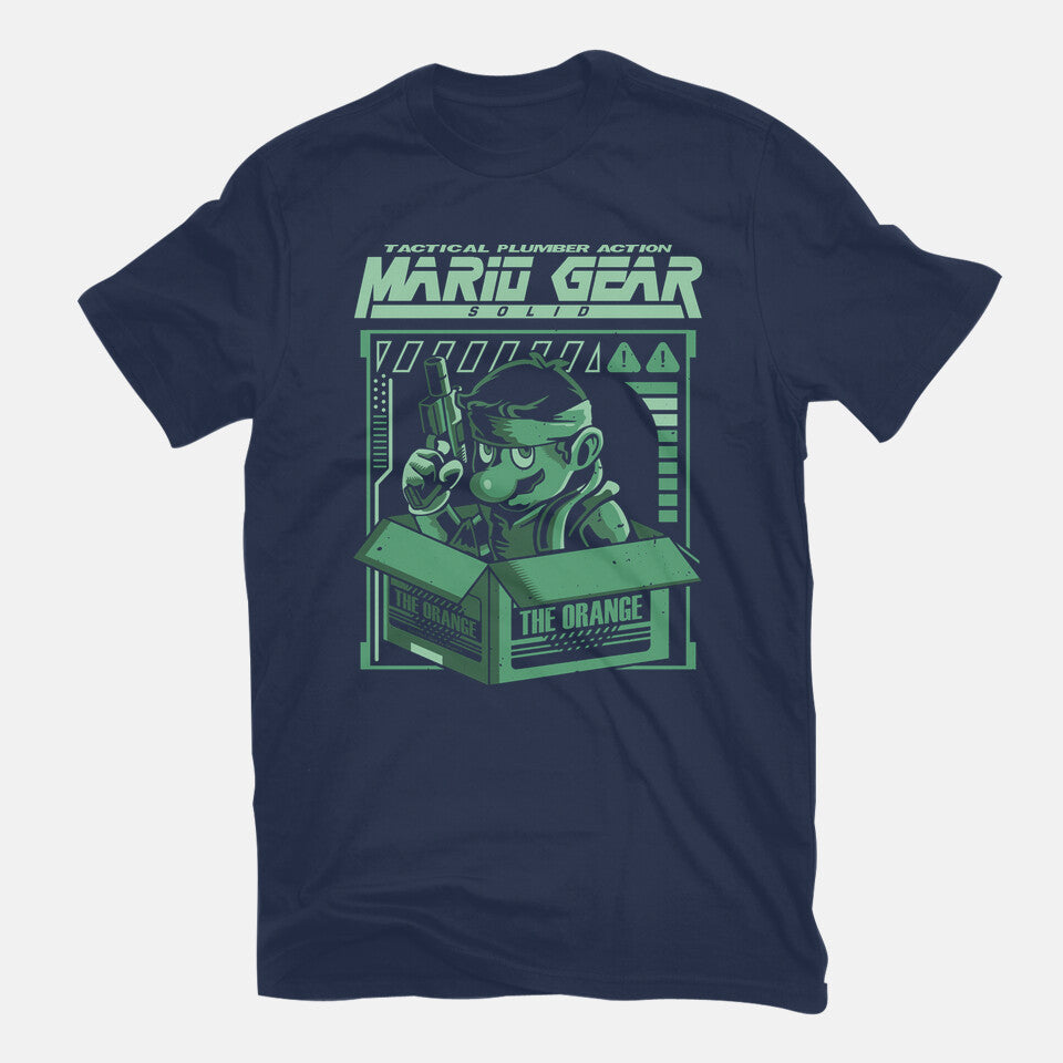 Solid Mario – Gaming Graphic T-Shirt in navy, flat-lay product view