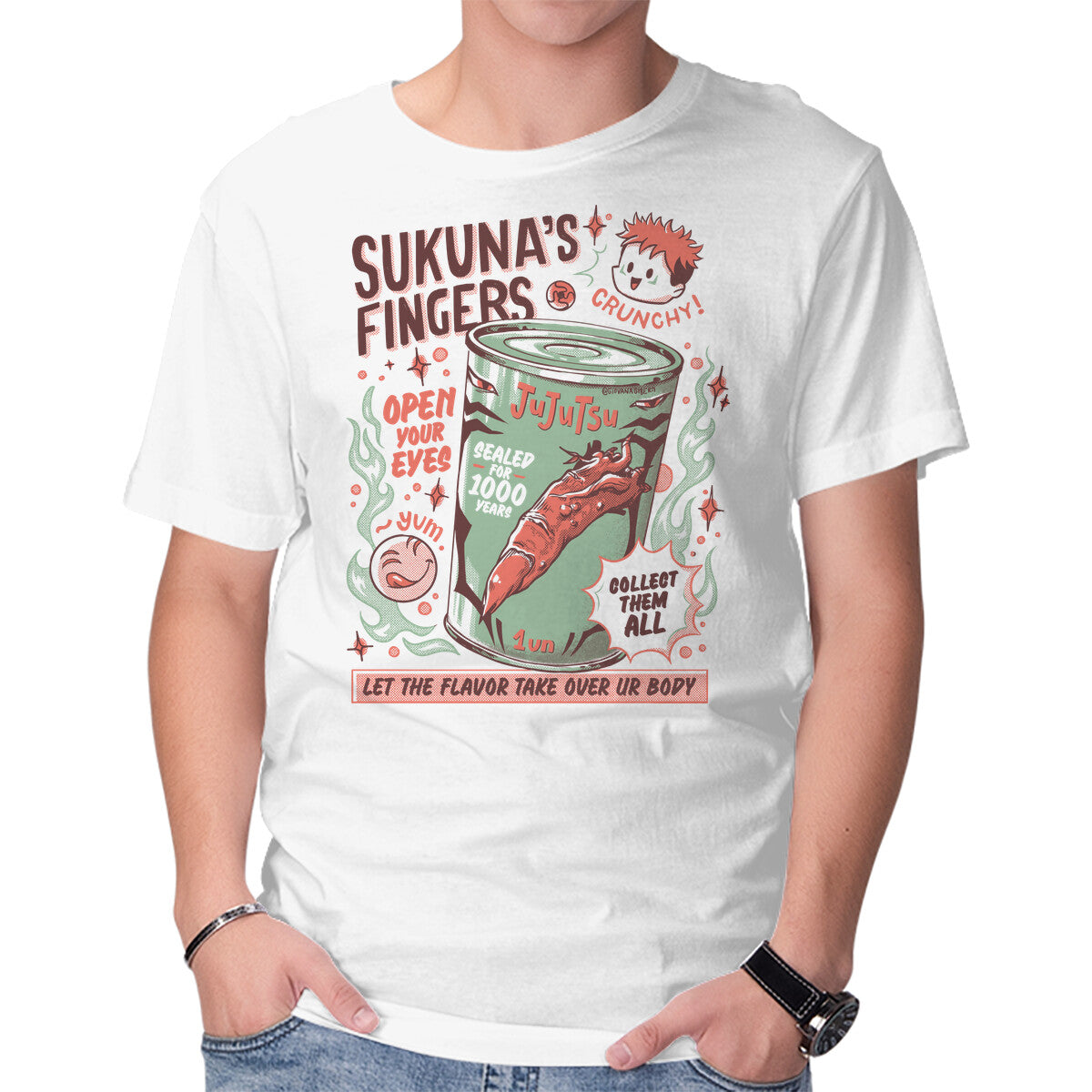 Cursed Meal – Anime Graphic T-Shirt in white, product display