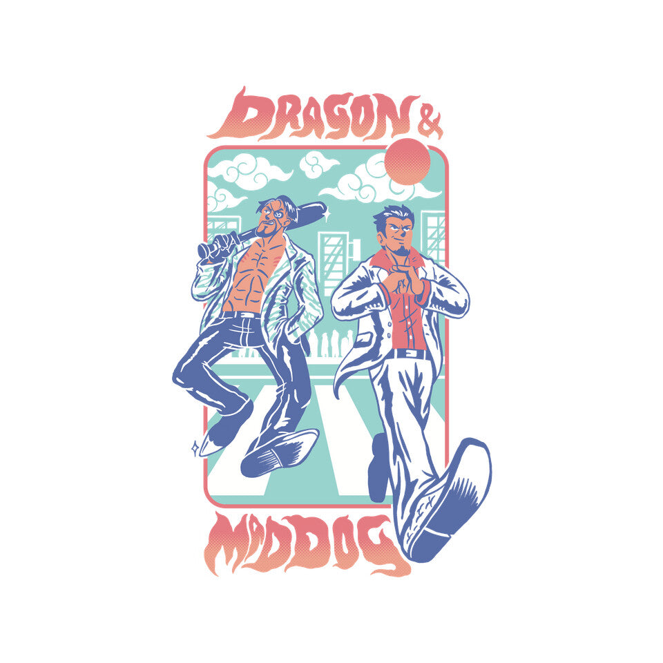 Dragon And Mad Dog – Gaming Graphic T-Shirt design artwork for white graphic T-shirt