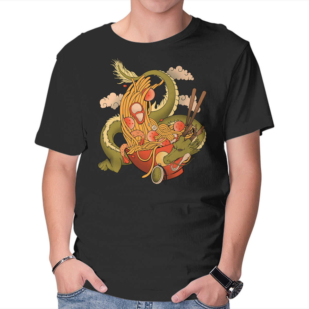 The Dragon Ramen – Anime Graphic T-Shirt in black, product display