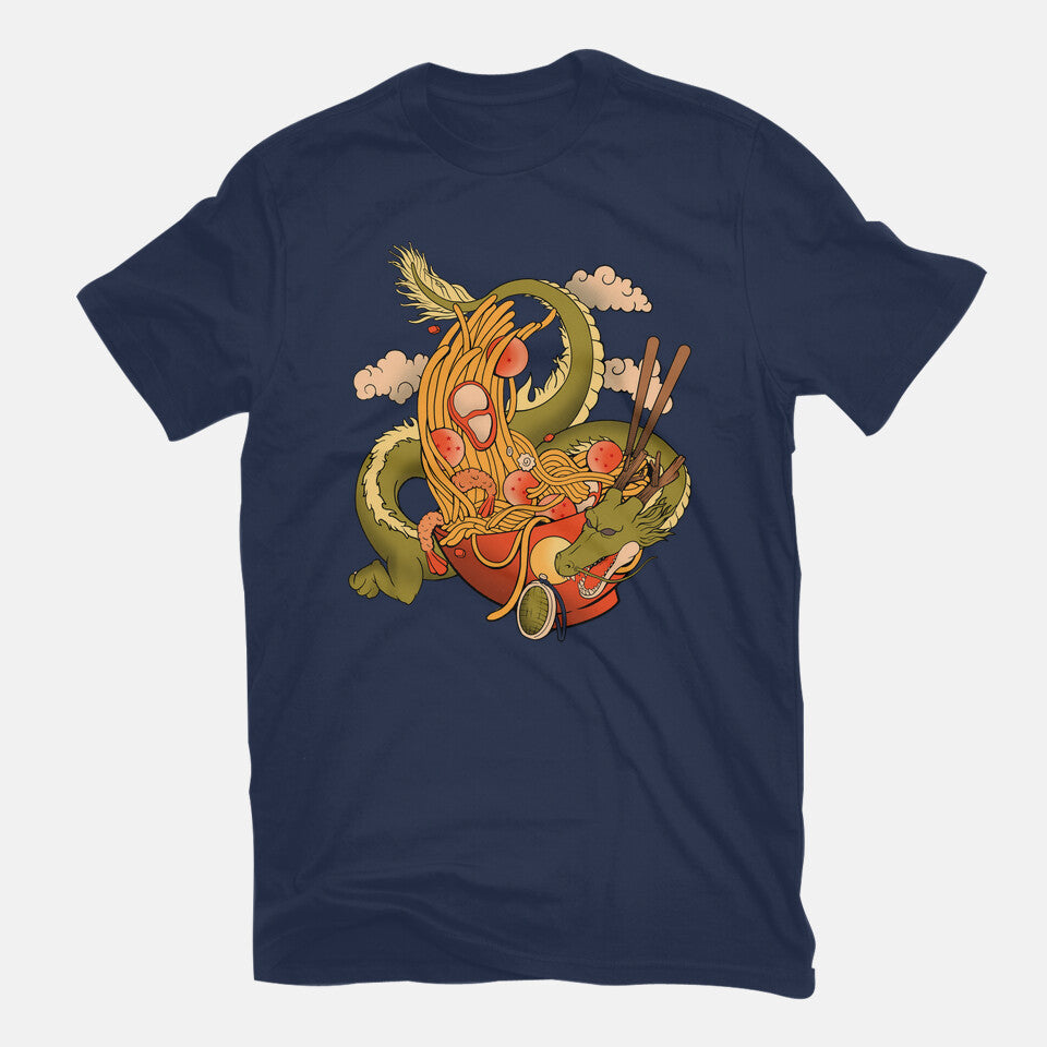 The Dragon Ramen – Anime Graphic T-Shirt in navy, flat-lay product view