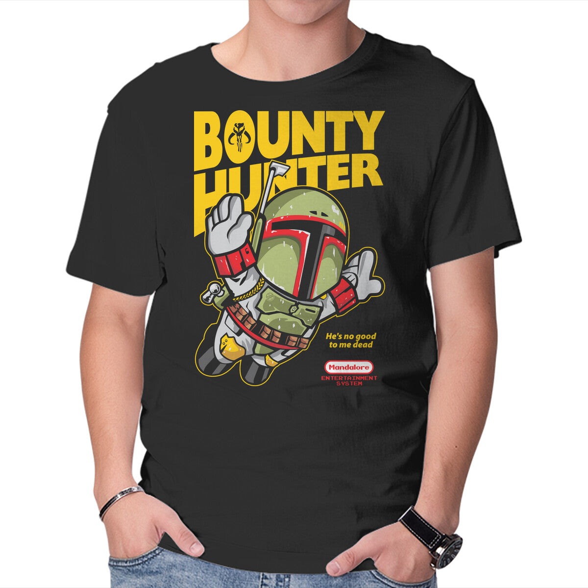Super Hunter – Sci-Fi Graphic T-Shirt in black, product display