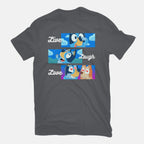 Live Laugh Love Bluey – Dog Graphic T-Shirt in charcoal, flat-lay product view
