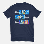 Live Laugh Love Bluey – Dog Graphic T-Shirt in navy, flat-lay product view