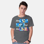 Model wearing charcoal Live Laugh Love Bluey – Dog Graphic T-Shirt