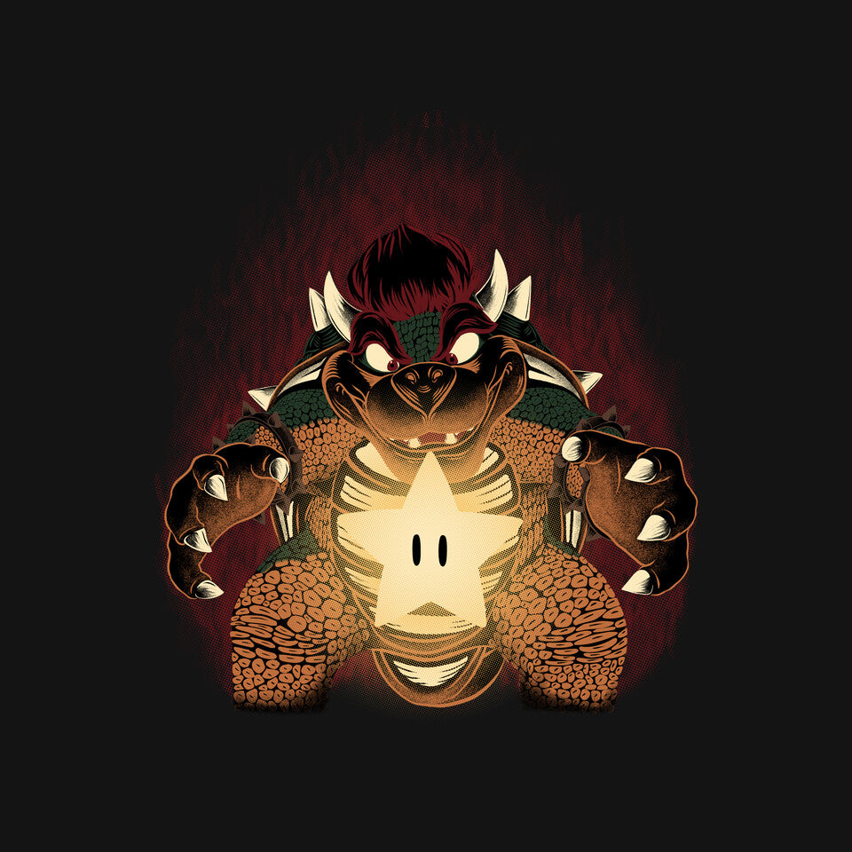 Bowser Star – Gaming Graphic T-Shirt design artwork for black graphic T-shirt