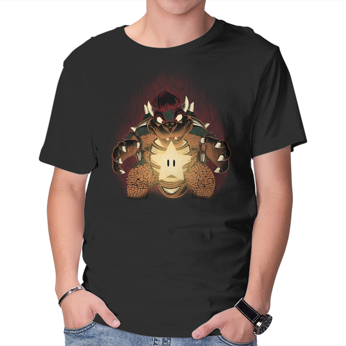 Bowser Star – Gaming Graphic T-Shirt in black, product display