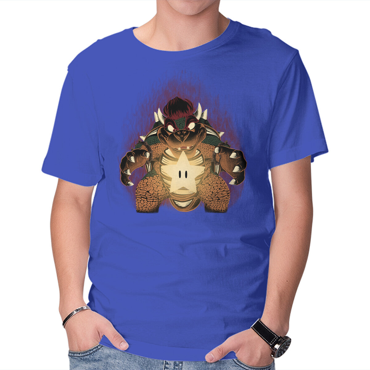 Bowser Star – Gaming Graphic T-Shirt in royal blue, product display
