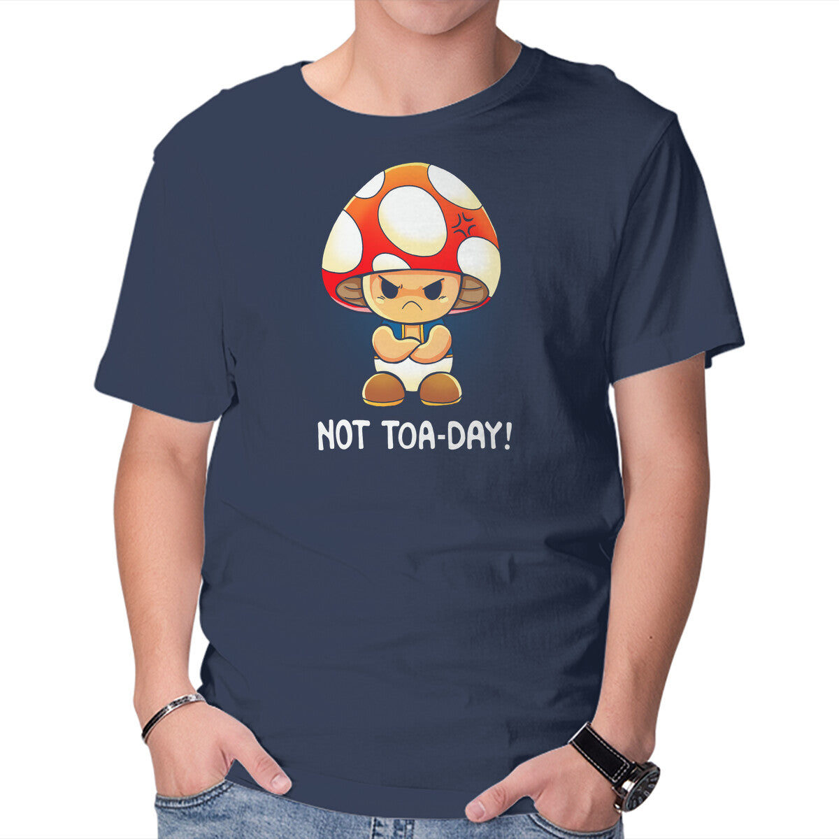 Not Happening Toaday – Gaming Graphic T-Shirt in navy, product display