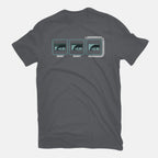 Missing Snake – Gaming Graphic T-Shirt in charcoal, flat-lay product view