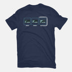 Missing Snake – Gaming Graphic T-Shirt in navy, flat-lay product view