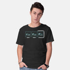 Model wearing black Missing Snake – Gaming Graphic T-Shirt