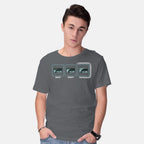 Model wearing charcoal Missing Snake – Gaming Graphic T-Shirt