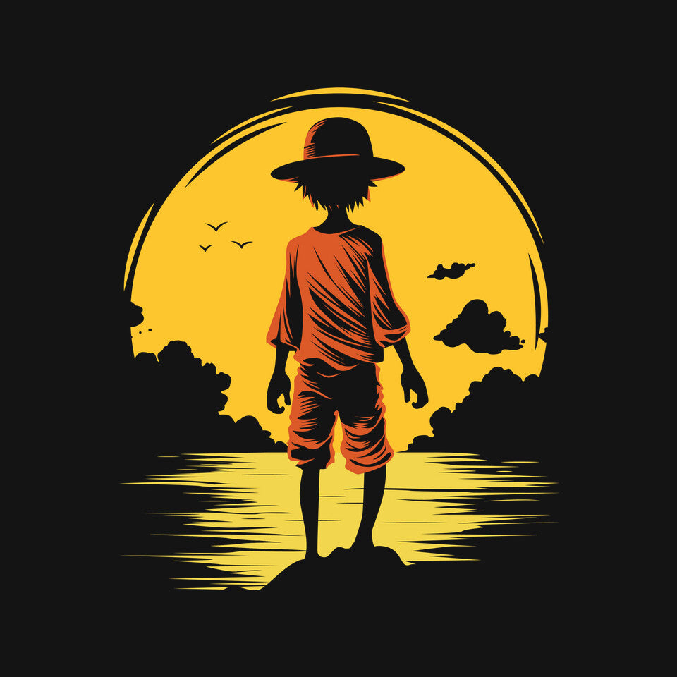 Young Pirate – Anime Graphic T-Shirt design artwork for black graphic T-shirt