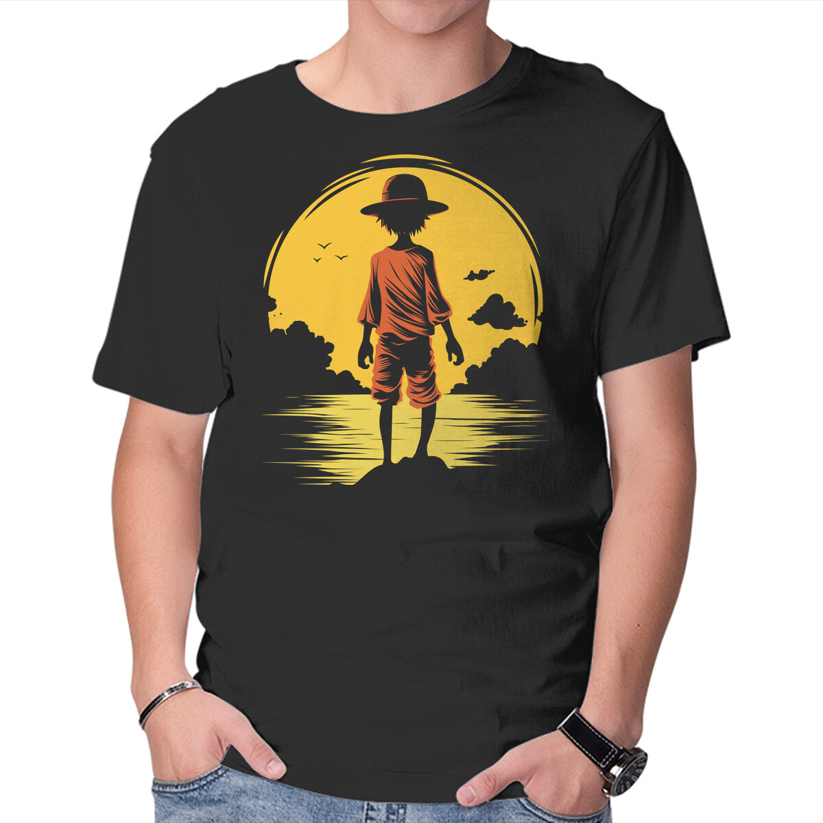 Young Pirate – Anime Graphic T-Shirt in black, product display