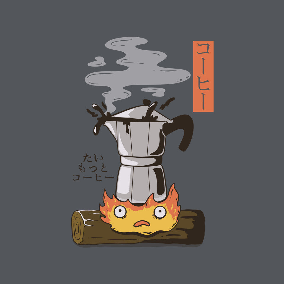 Want More Coffee – Anime Graphic T-Shirt design artwork for charcoal graphic T-shirt