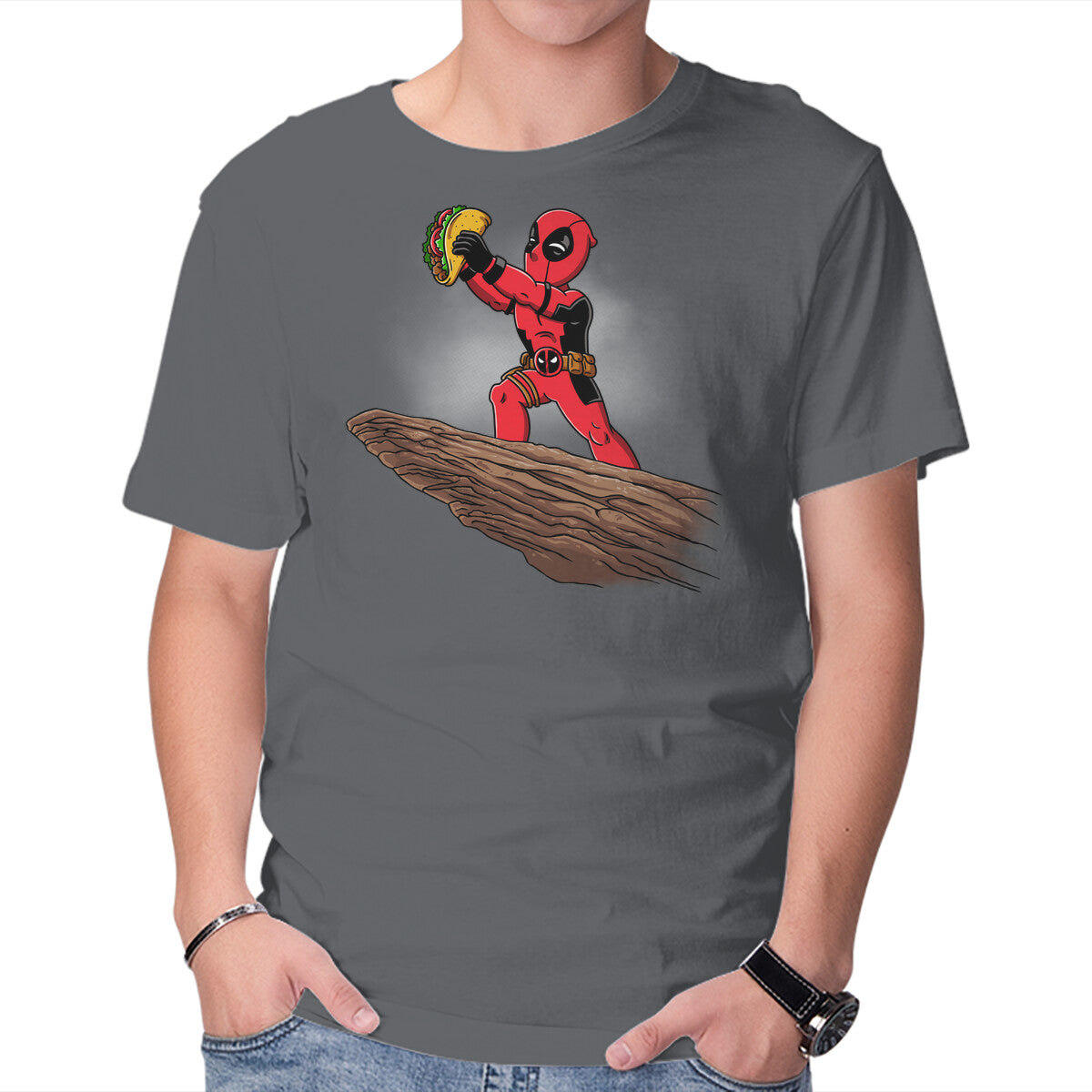 The Tacos King – Movie Graphic T-Shirt in charcoal, product display