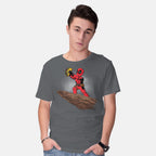 Model wearing charcoal The Tacos King – Movie Graphic T-Shirt