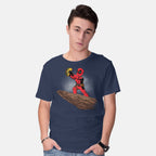 Model wearing navy The Tacos King – Movie Graphic T-Shirt