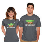 Model wearing charcoal No Force Today – Sci-Fi Graphic T-Shirt