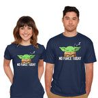 Model wearing navy No Force Today – Sci-Fi Graphic T-Shirt