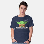 Model wearing navy No Force Today – Sci-Fi Graphic T-Shirt