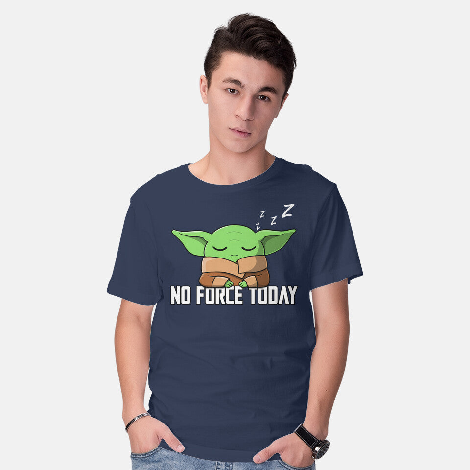 Model wearing navy No Force Today – Sci-Fi Graphic T-Shirt