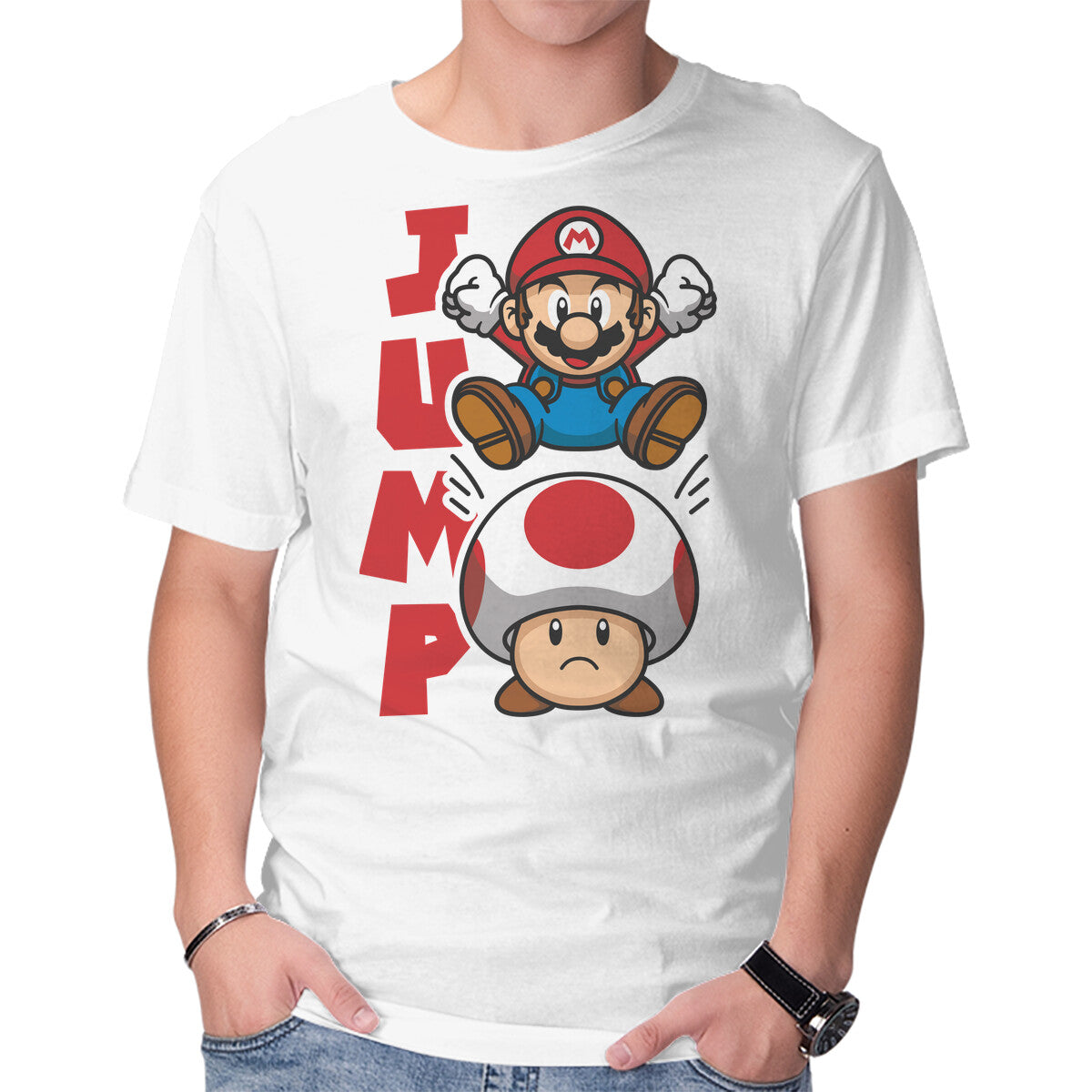 Toad Jump – Gaming Graphic T-Shirt in white, product display