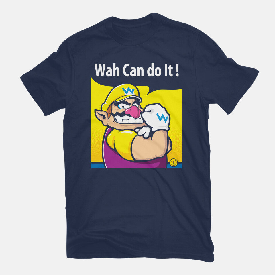 Wah Can Do It – Gaming Graphic T-Shirt in navy, flat-lay product view