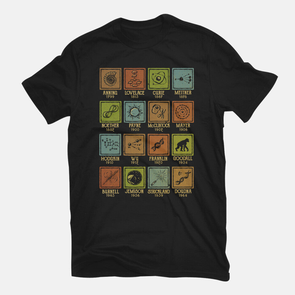 Women In Science Graphic T-Shirt in black, flat-lay product view