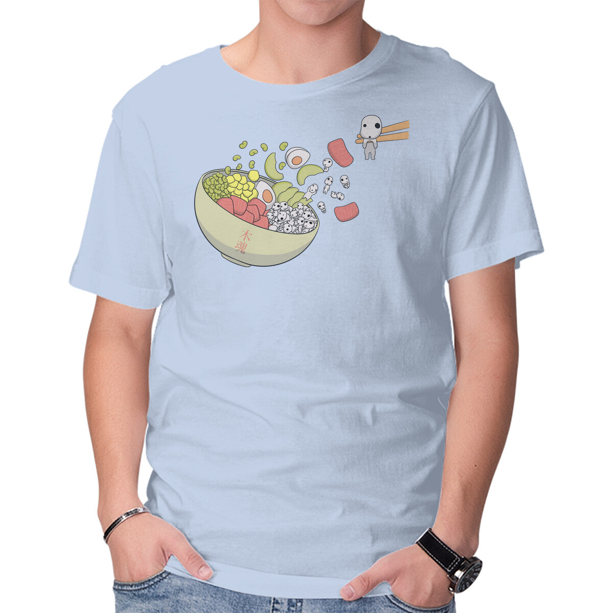 Kodama Poke – Anime Graphic T-Shirt in blue, product display