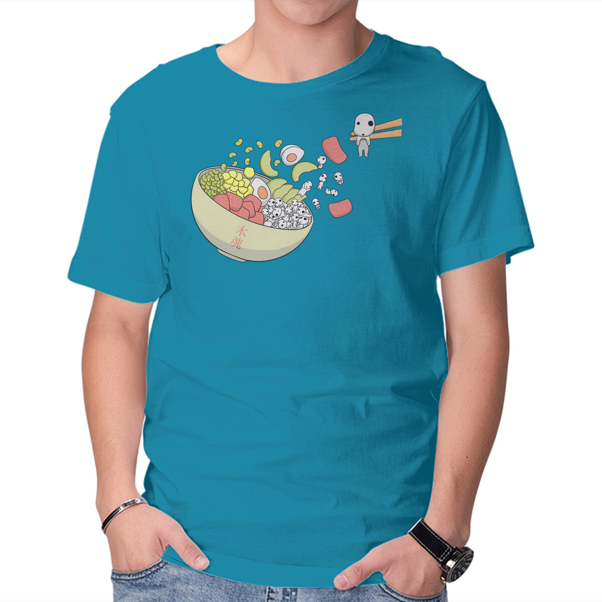 Kodama Poke – Anime Graphic T-Shirt in turquoise, product display