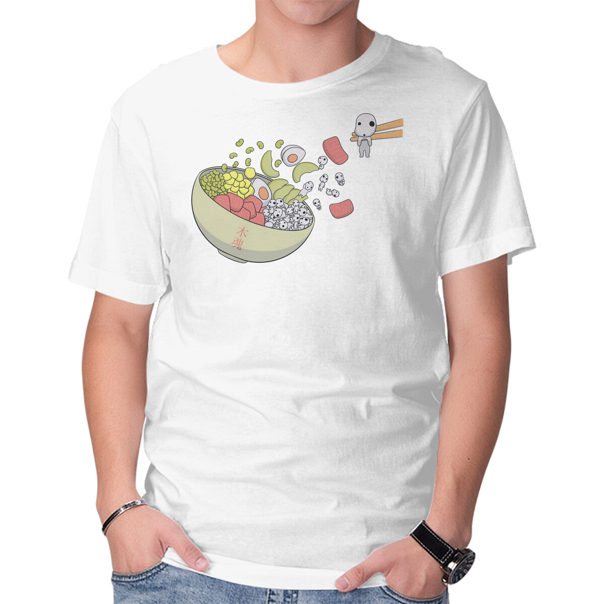 Kodama Poke – Anime Graphic T-Shirt in white, product display