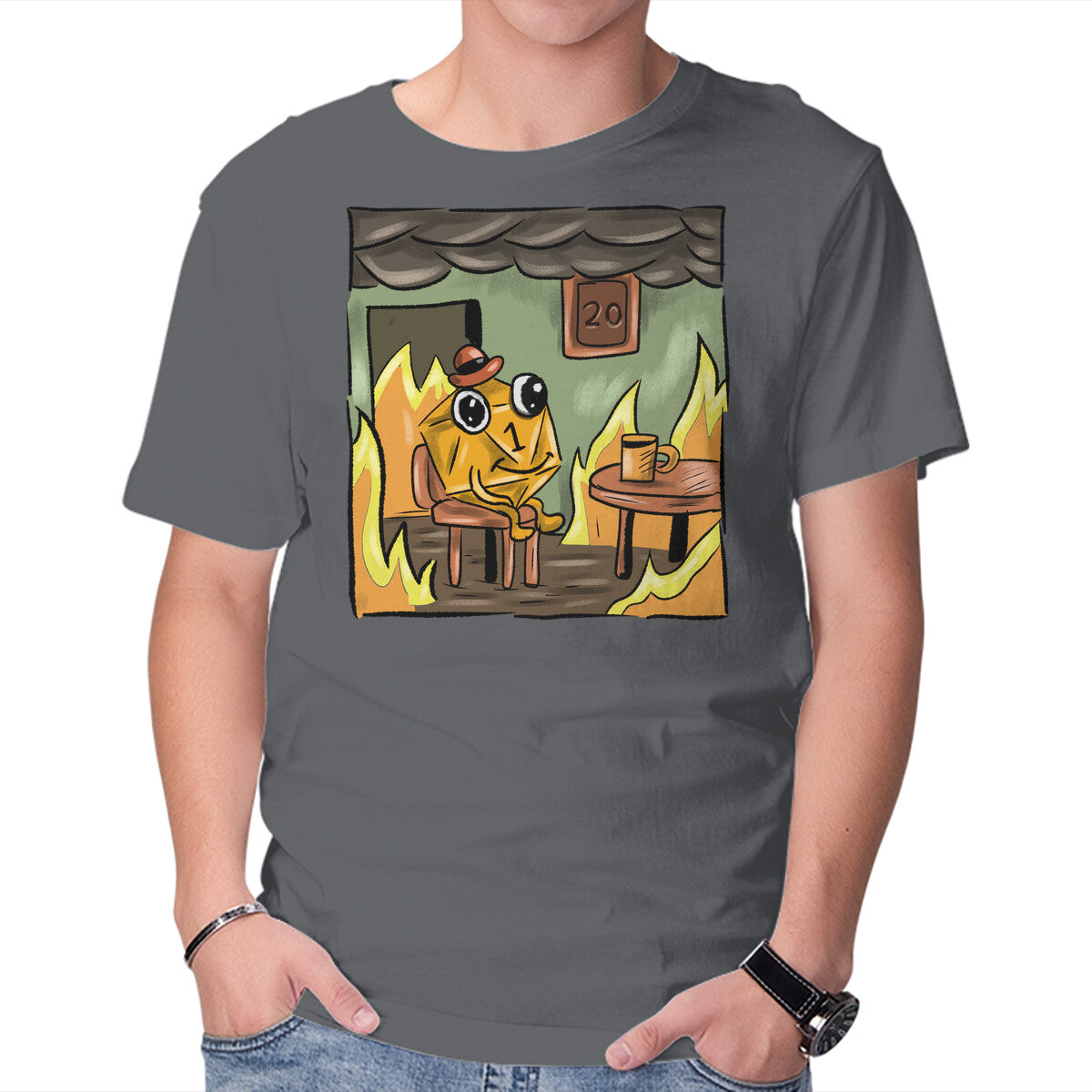 Bad Dice – Gaming Graphic T-Shirt in charcoal, product display