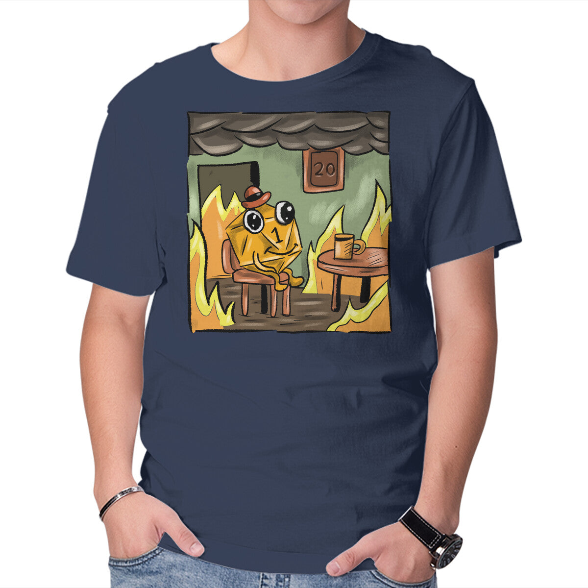 Bad Dice – Gaming Graphic T-Shirt in navy, product display